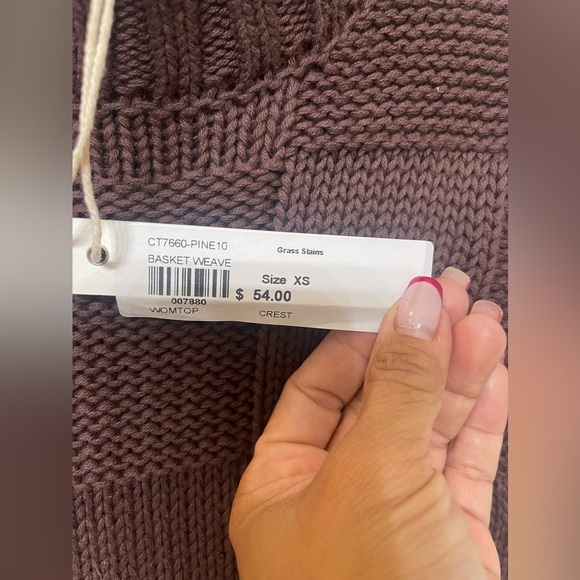 NWT Crescent Brown Basket Weave Sweater Vest Wmn Size XS - Picture 5 of 6